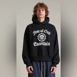 NWT Fear of God ESSENTIALS Black Heavy Fleece Vintage Hoodie - AUTHENTIC- MEDIUM